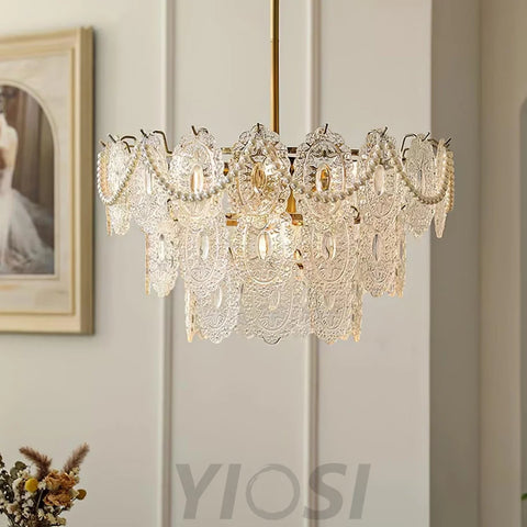 Wave Pearl Style Chandelier - Cylinder-1-Yiosilamp