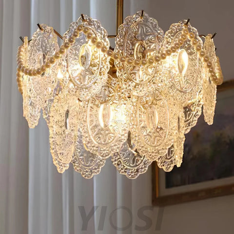 Wave Pearl Style Chandelier - Cylinder-1-Yiosilamp