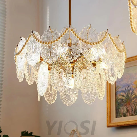 Wave Pearl Style Chandelier - Cylinder-1-Yiosilamp