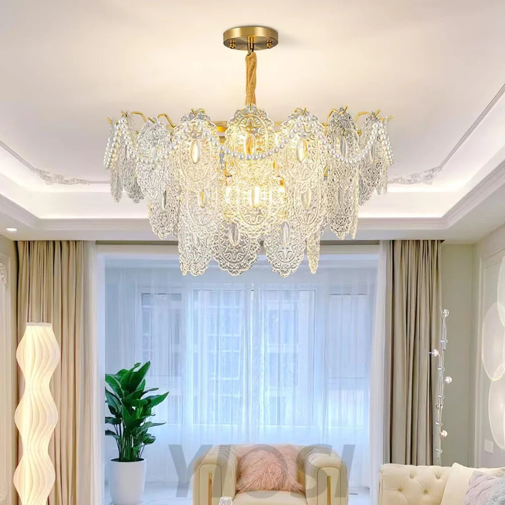 Wave Pearl Style Chandelier - Cylinder-1-Yiosilamp