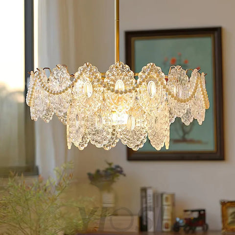 Wave Pearl Style Chandelier - Cylinder-1-Yiosilamp