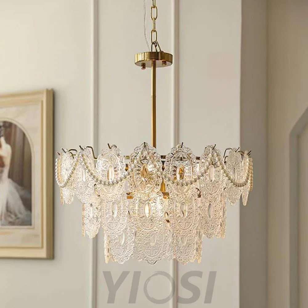 Wave Pearl Style Chandelier - Cylinder-1-Yiosilamp