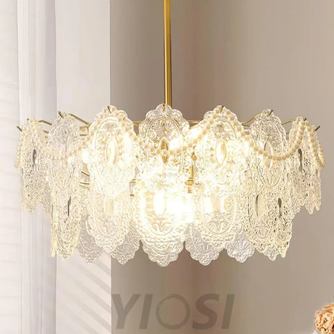 Wave Pearl Style Chandelier - Cylinder-1-Yiosilamp