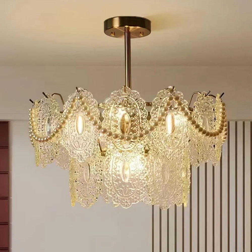 Wave Pearl Style Chandelier - Cylinder-1-Yiosilamp