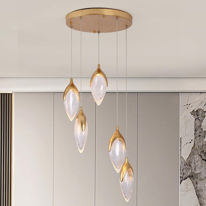 Modern Oval Shaped Glass Chandelier