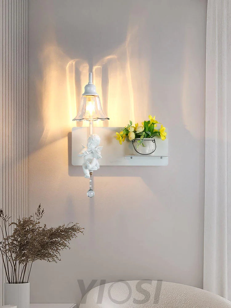 White Angel Wall Sconce - Art Glass-1-Yiosilamp