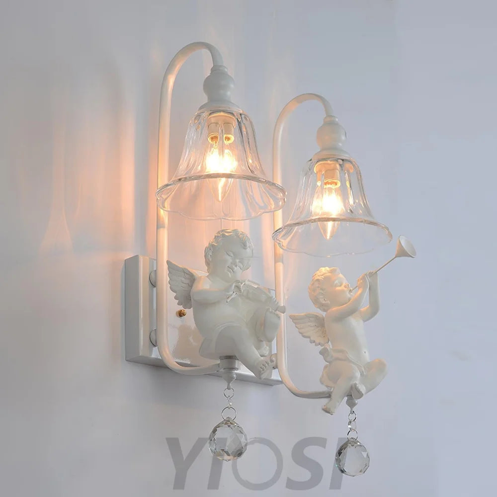 White Angel Wall Sconce - Art Glass-1-Yiosilamp