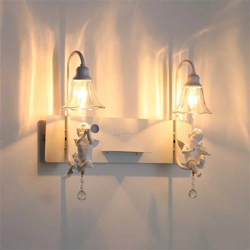 White Angel Wall Sconce - Art Glass-1-Yiosilamp