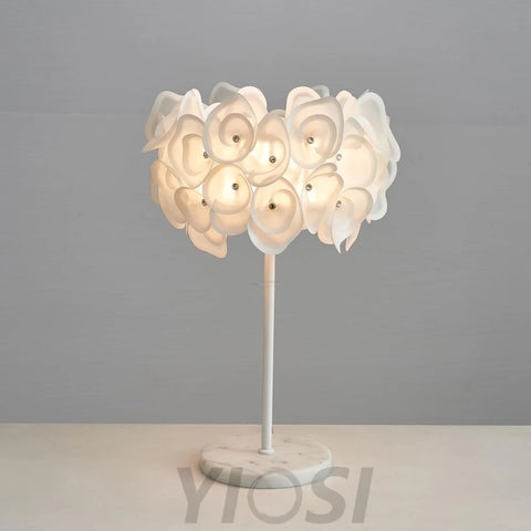 White Hydrangea Table Lamp  ∅ 13.8″ - Plastomer-1-Yiosilamp