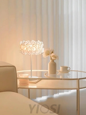 White Hydrangea Table Lamp  ∅ 13.8″ - Plastomer-1-Yiosilamp