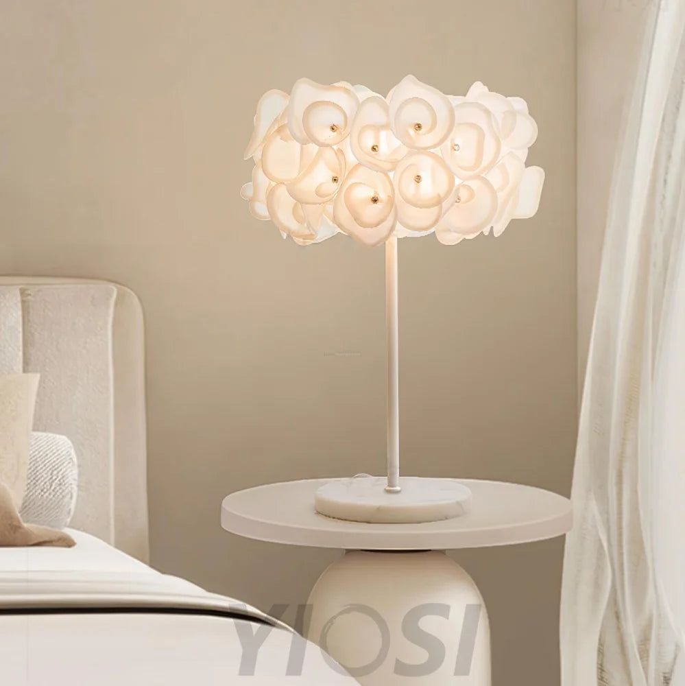 White Hydrangea Table Lamp  ∅ 13.8″ - Plastomer-1-Yiosilamp