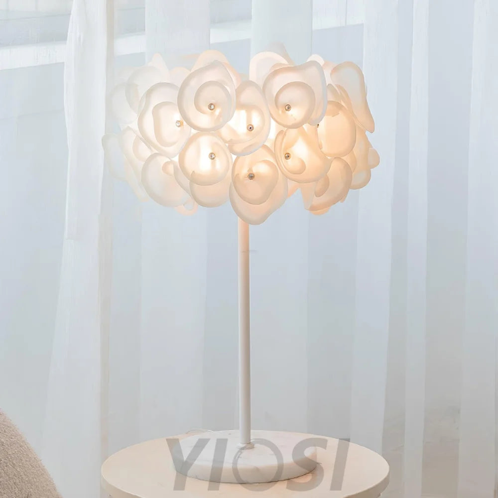 White Hydrangea Table Lamp  ∅ 13.8″ - Plastomer-1-Yiosilamp