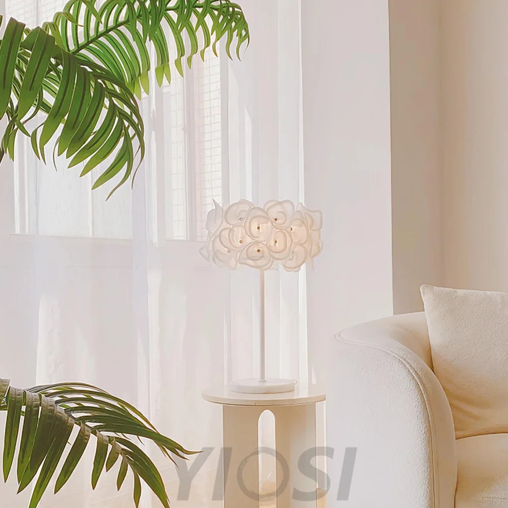 White Hydrangea Table Lamp  ∅ 13.8″ - Plastomer-1-Yiosilamp