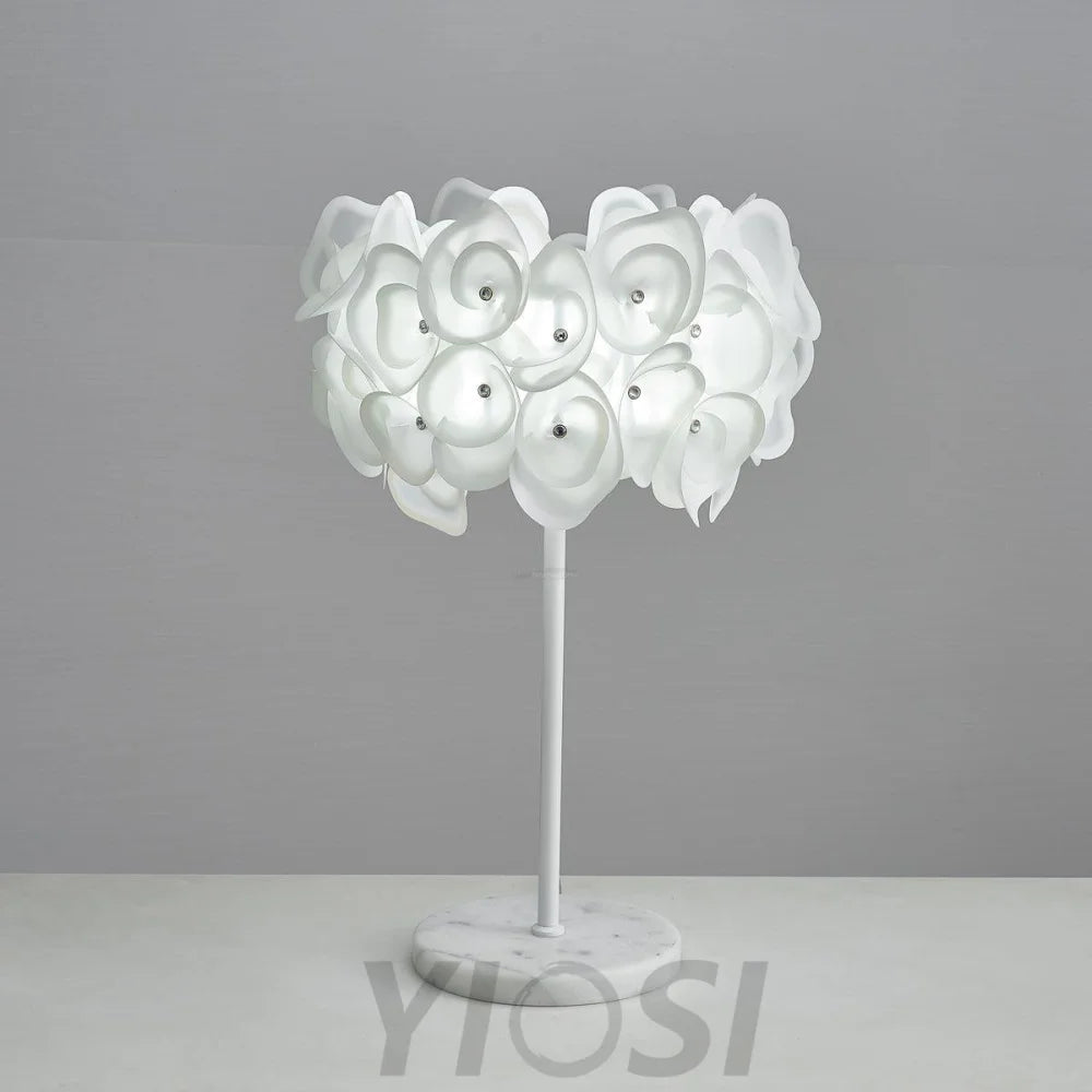 White Hydrangea Table Lamp  ∅ 13.8″ - Plastomer-1-Yiosilamp