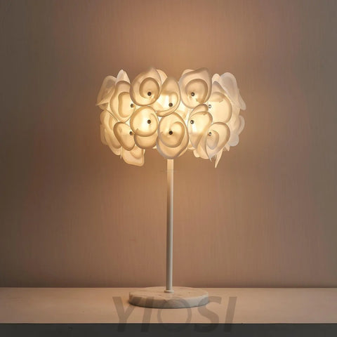 White Hydrangea Table Lamp  ∅ 13.8″ - Plastomer-1-Yiosilamp