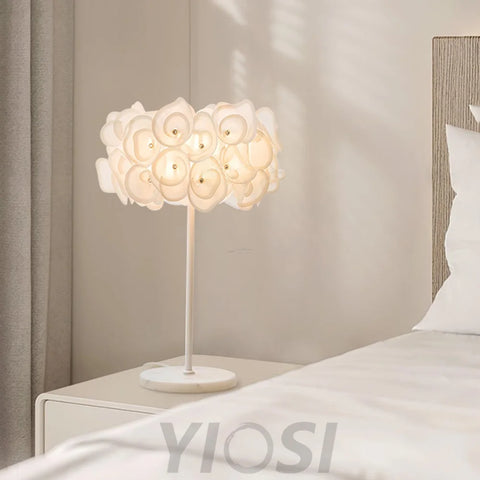 White Hydrangea Table Lamp  ∅ 13.8″ - Plastomer-1-Yiosilamp