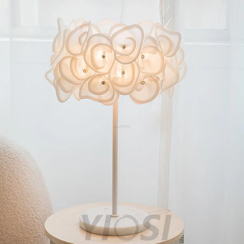 White Hydrangea Table Lamp  ∅ 13.8″ - Plastomer-1-Yiosilamp