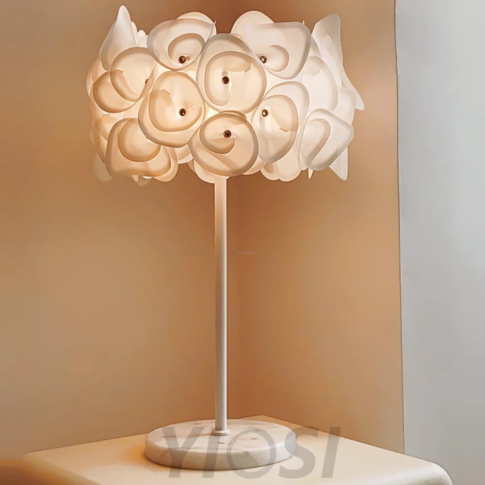 White Hydrangea Table Lamp  ∅ 13.8″ - Plastomer-1-Yiosilamp