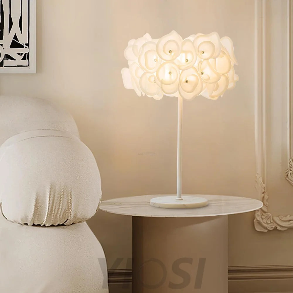 White Hydrangea Table Lamp  ∅ 13.8″ - Plastomer-1-Yiosilamp