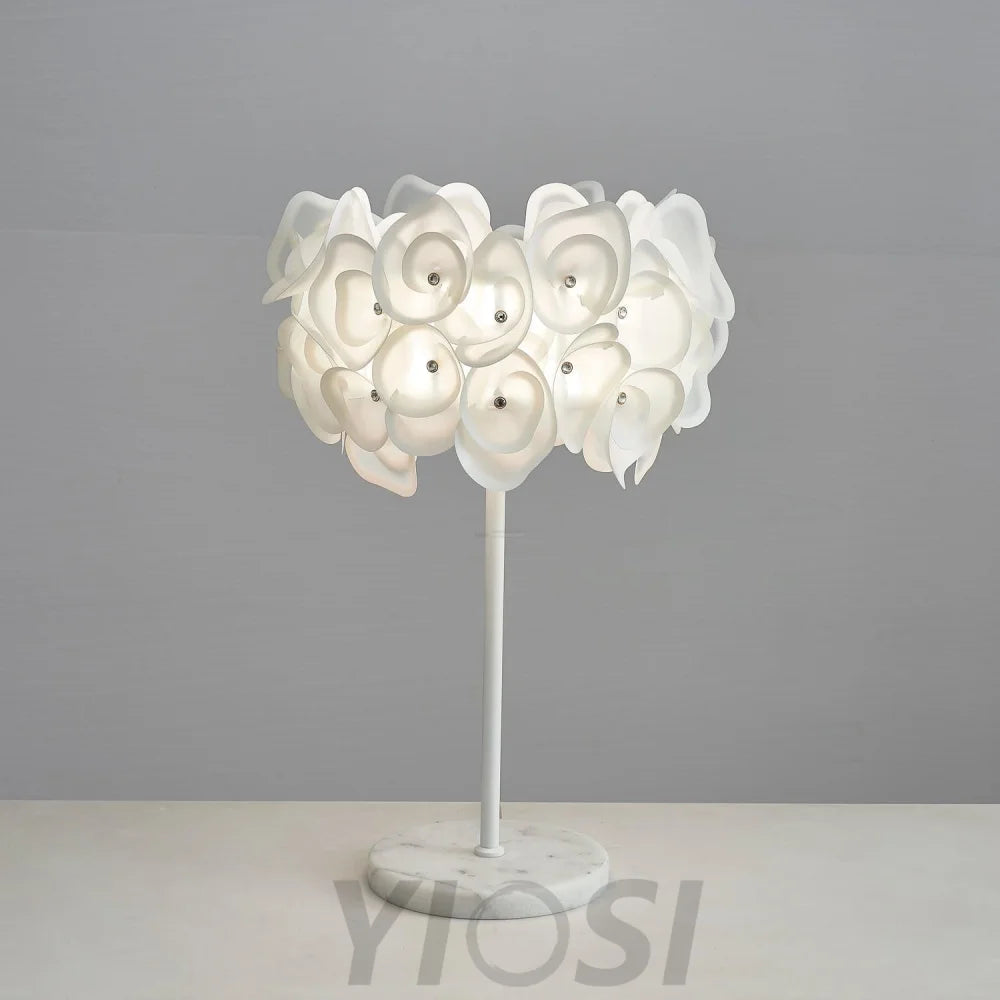 White Hydrangea Table Lamp  ∅ 13.8″ - Plastomer-1-Yiosilamp