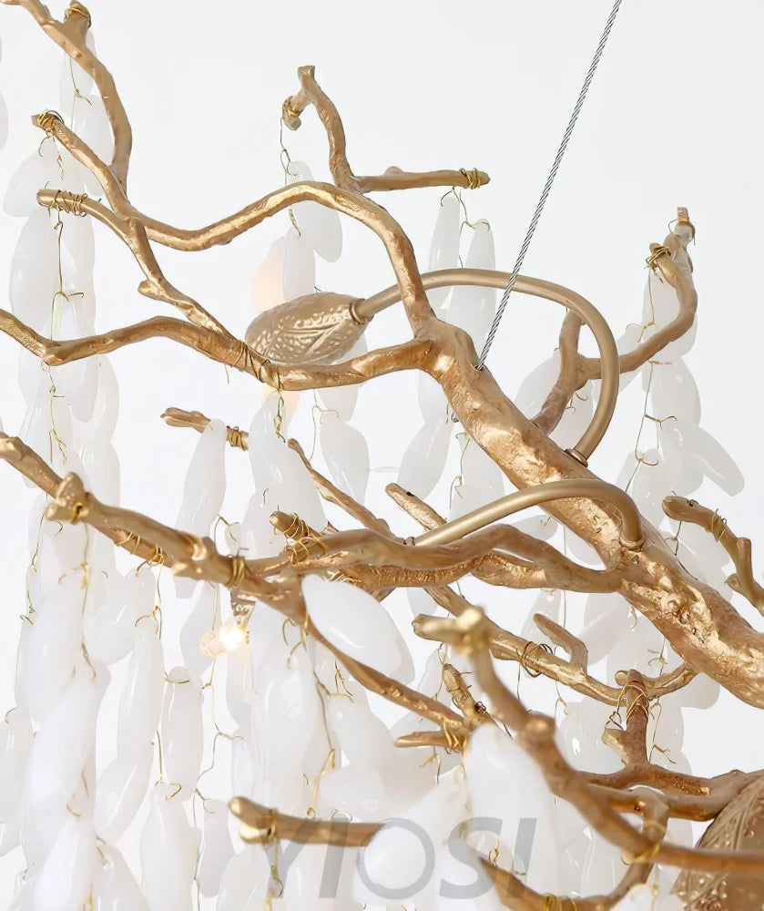 White Jade Branch Brass Round Chandelier - Branch-1-Yiosilamp