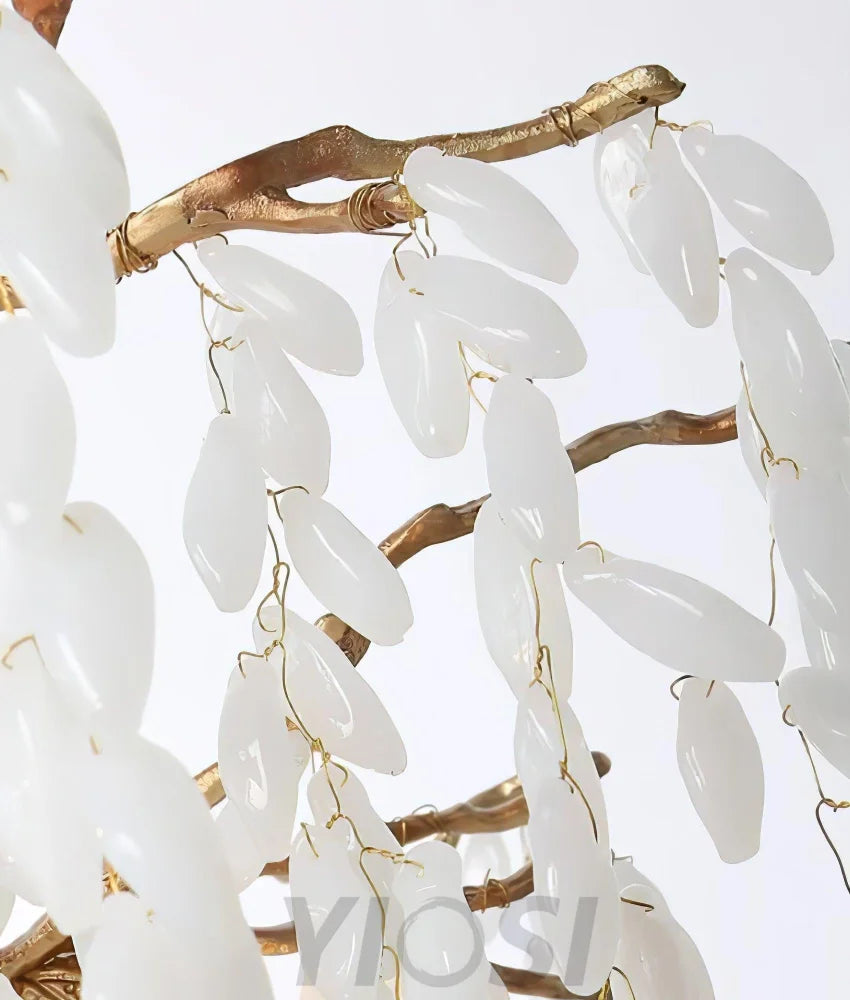 White Jade Branch Brass Round Chandelier - Branch-1-Yiosilamp