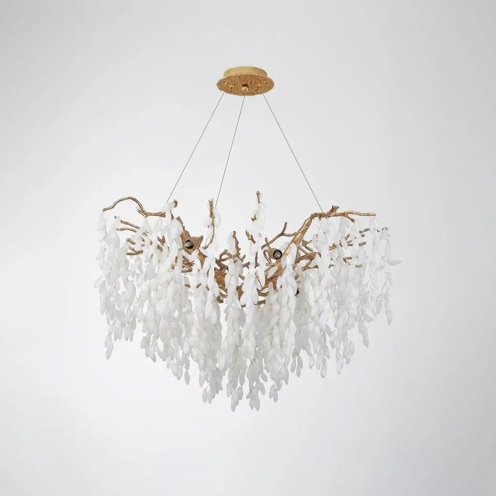 White Jade Branch Brass Round Chandelier - Branch-1-Yiosilamp