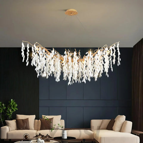 White Jade Branch Brass Round Chandelier - Branch-1-Yiosilamp