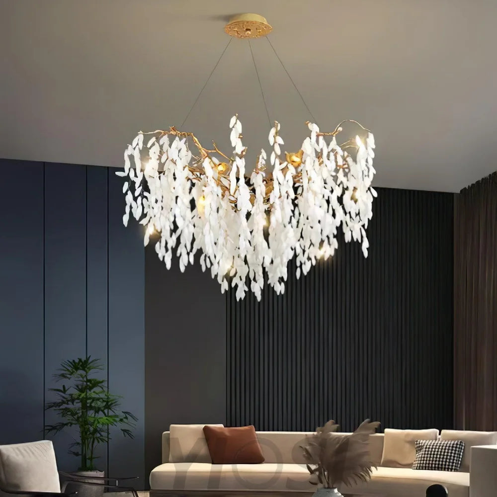 White Jade Branch Brass Round Chandelier - Branch-1-Yiosilamp