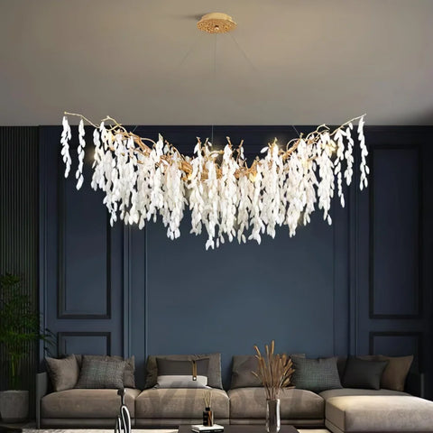 White Jade Branch Brass Round Chandelier - Branch-1-Yiosilamp