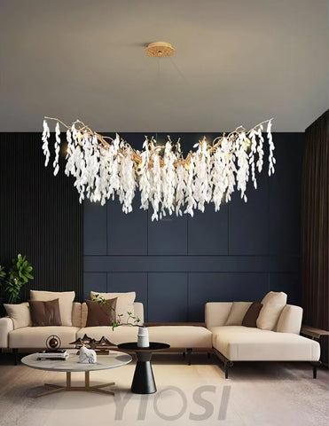 White Jade Branch Brass Round Chandelier - Branch-1-Yiosilamp