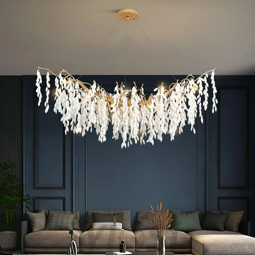 White Jade Branch Brass Round Chandelier - Branch-1-Yiosilamp