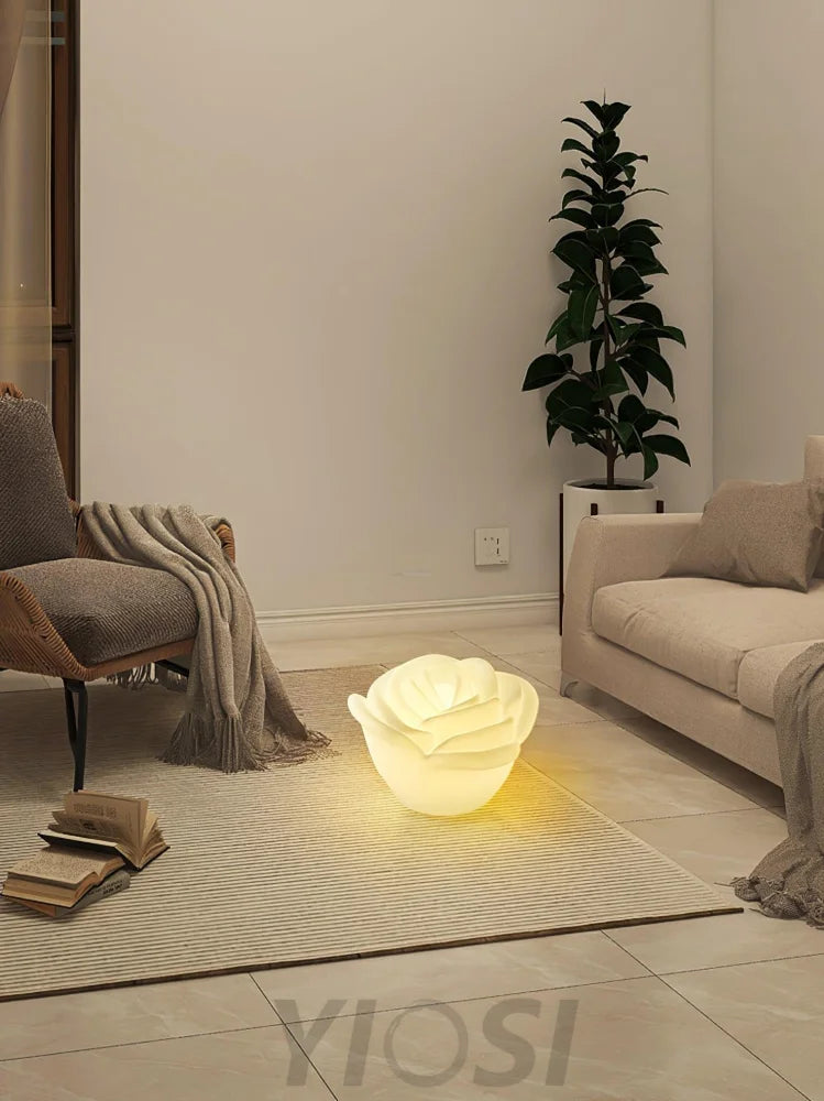 White Rose Shaped Table Lamp - Wave-1-Yiosilamp