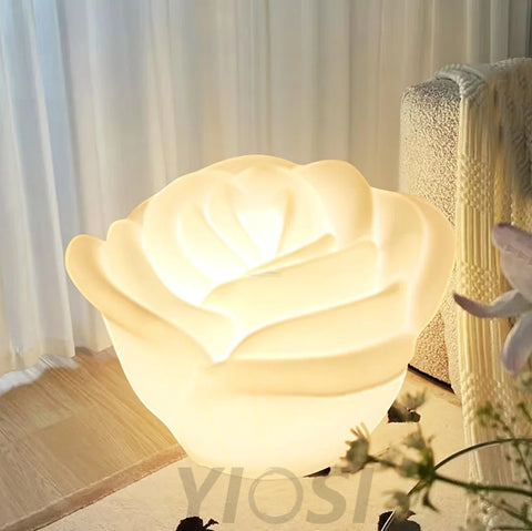 White Rose Shaped Table Lamp - Wave-1-Yiosilamp