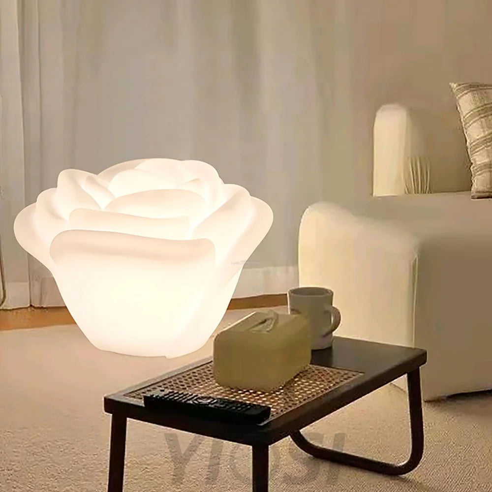 White Rose Shaped Table Lamp - Wave-1-Yiosilamp