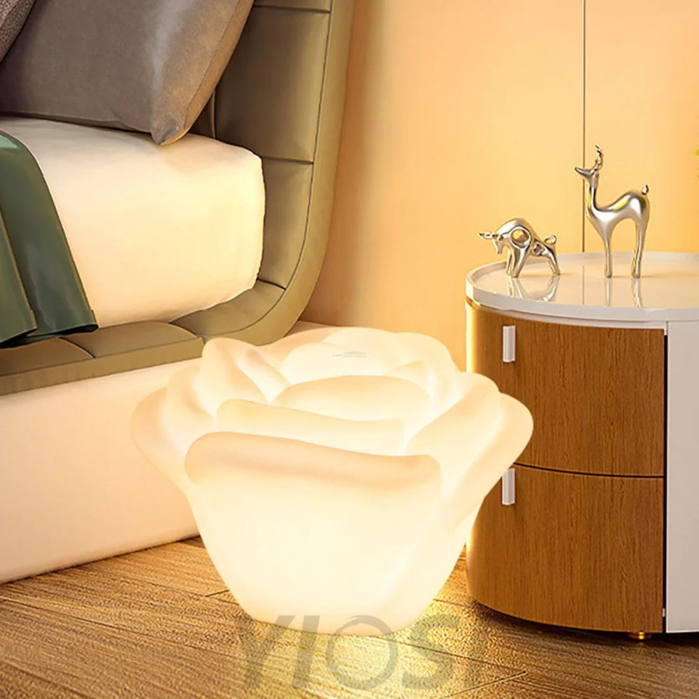 White Rose Shaped Table Lamp - Wave-1-Yiosilamp