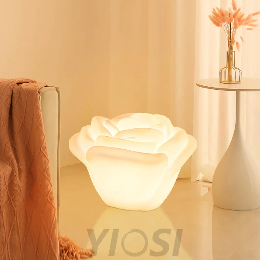 White Rose Shaped Table Lamp - Wave-1-Yiosilamp