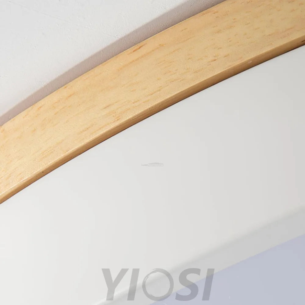 White Round Wooden Ceiling Light - Flush Mounts, Wood, Wood & White-1-Yiosilamp