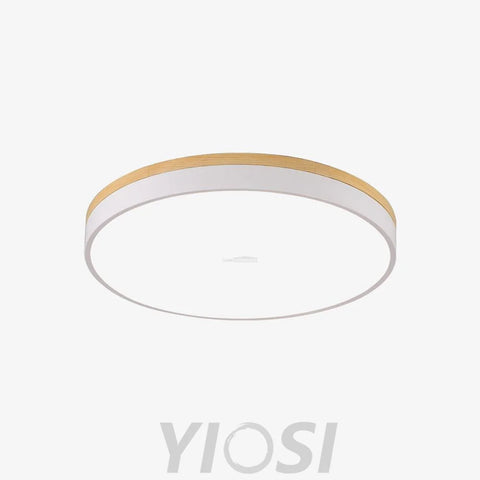 White Round Wooden Ceiling Light - Flush Mounts, Wood, Wood & White-1-Yiosilamp