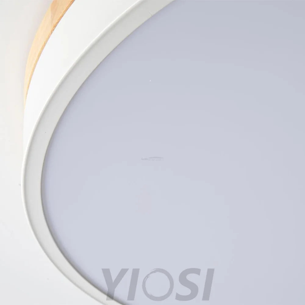 White Round Wooden Ceiling Light - Flush Mounts, Wood, Wood & White-1-Yiosilamp