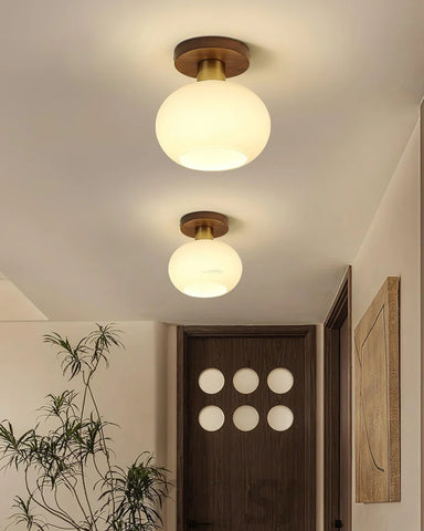 White Shell Ceiling Lamp ∅ 7.1″ - Marshmallow, Semi Flush Mounts-1-Yiosilamp