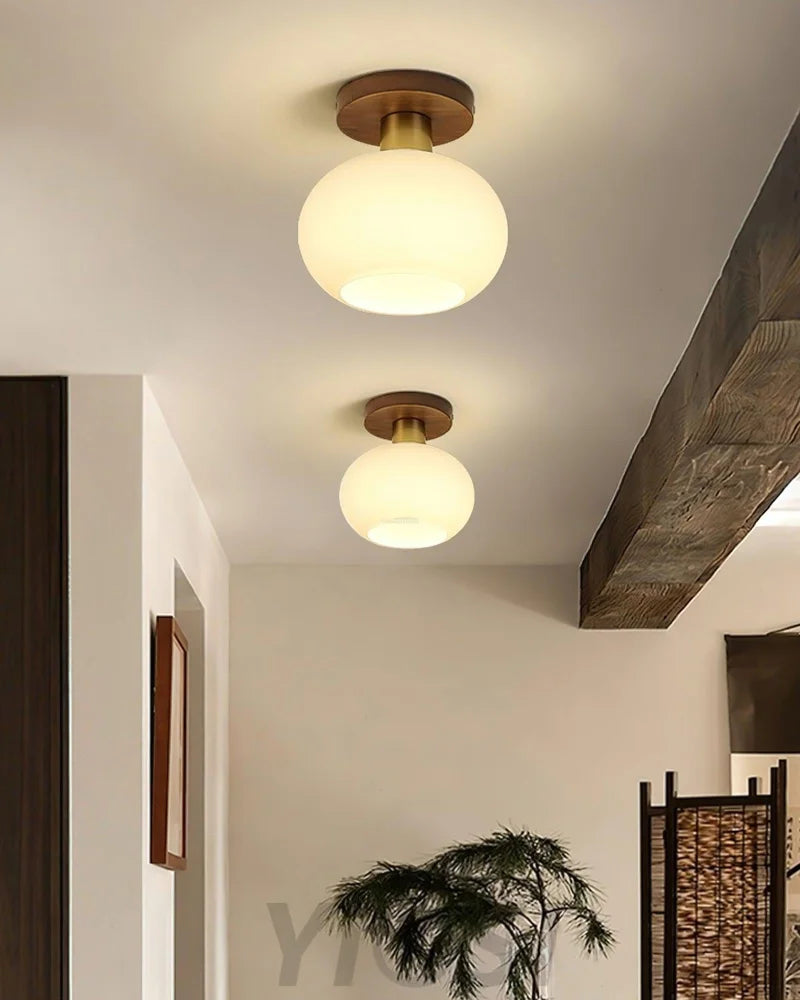 White Shell Ceiling Lamp ∅ 7.1″ - Marshmallow, Semi Flush Mounts-1-Yiosilamp