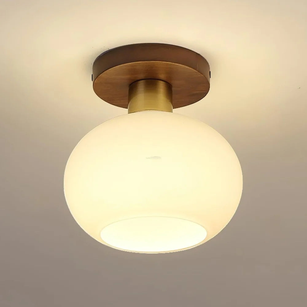 White Shell Ceiling Lamp ∅ 7.1″ - Marshmallow, Semi Flush Mounts-1-Yiosilamp