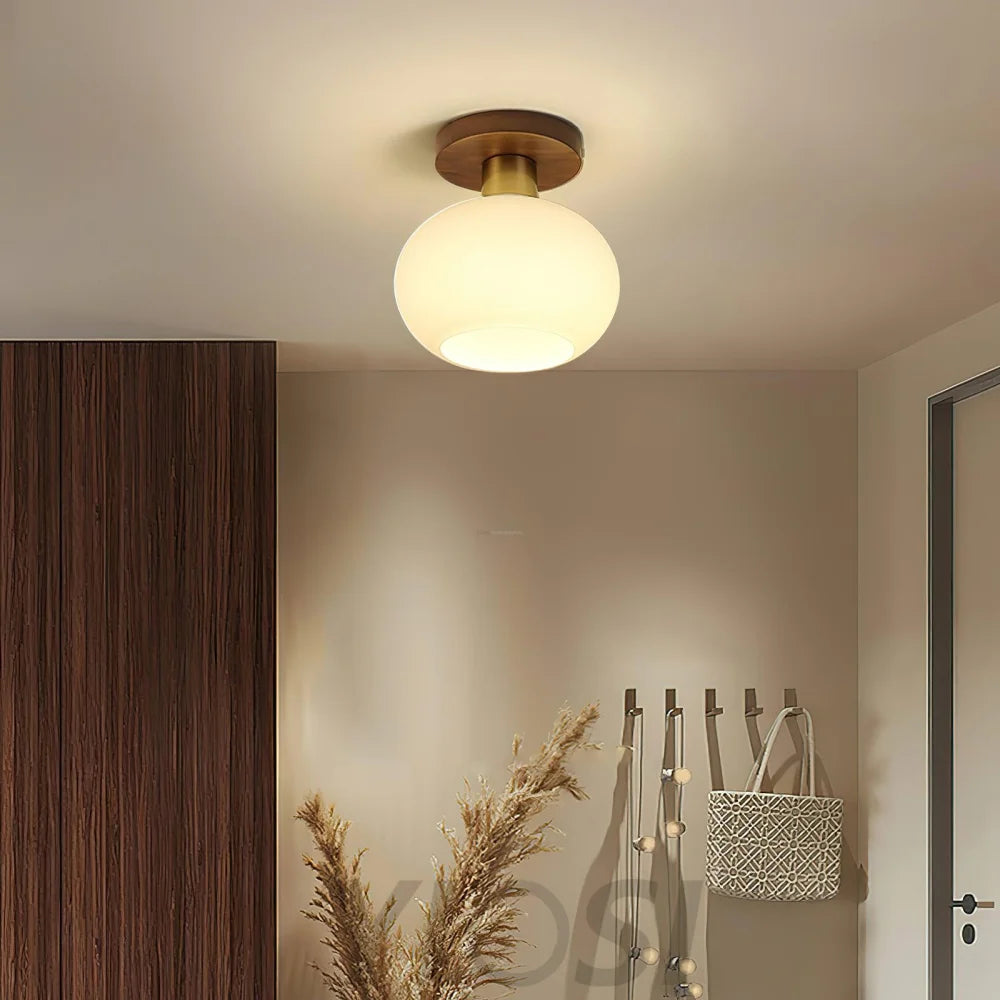 White Shell Ceiling Lamp ∅ 7.1″ - Marshmallow, Semi Flush Mounts-1-Yiosilamp