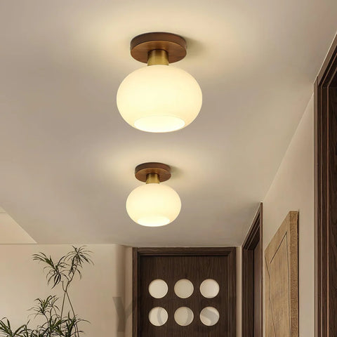 White Shell Ceiling Lamp ∅ 7.1″ - Marshmallow, Semi Flush Mounts-1-Yiosilamp