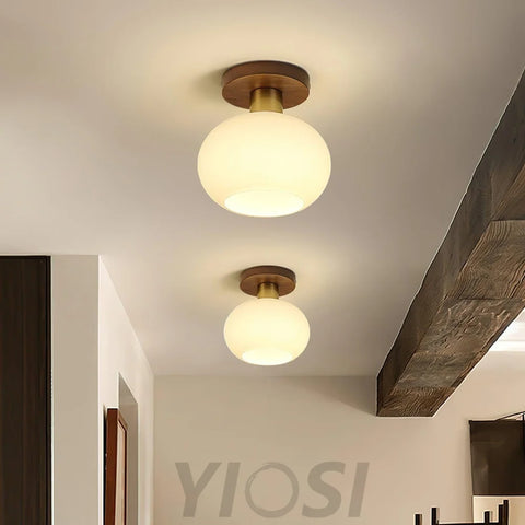 White Shell Ceiling Lamp ∅ 7.1″ - Marshmallow, Semi Flush Mounts-1-Yiosilamp