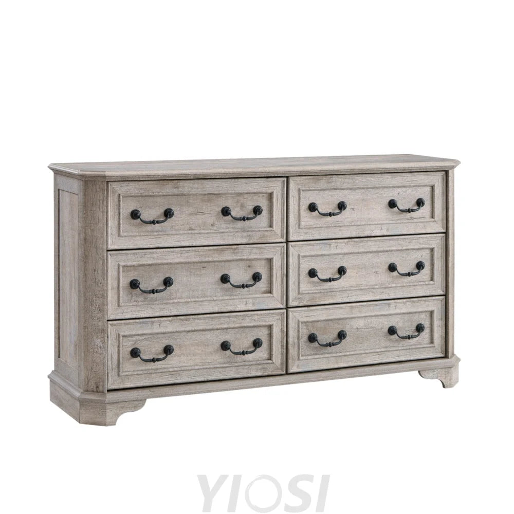 Wide Rustic Farmhouse 6-Drawer Dresser