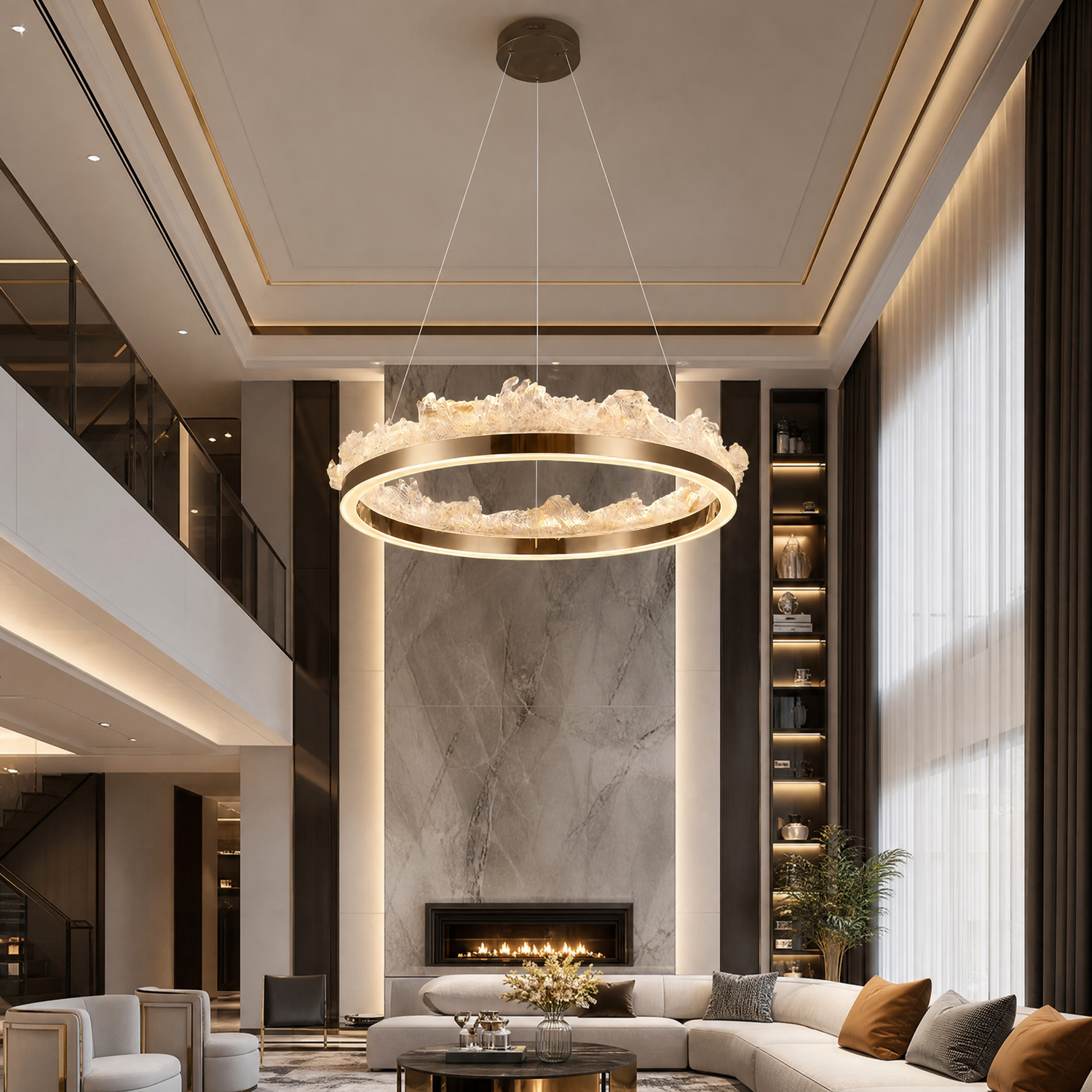 Wind & Wave Modern Sculptural Pendant Light - scene