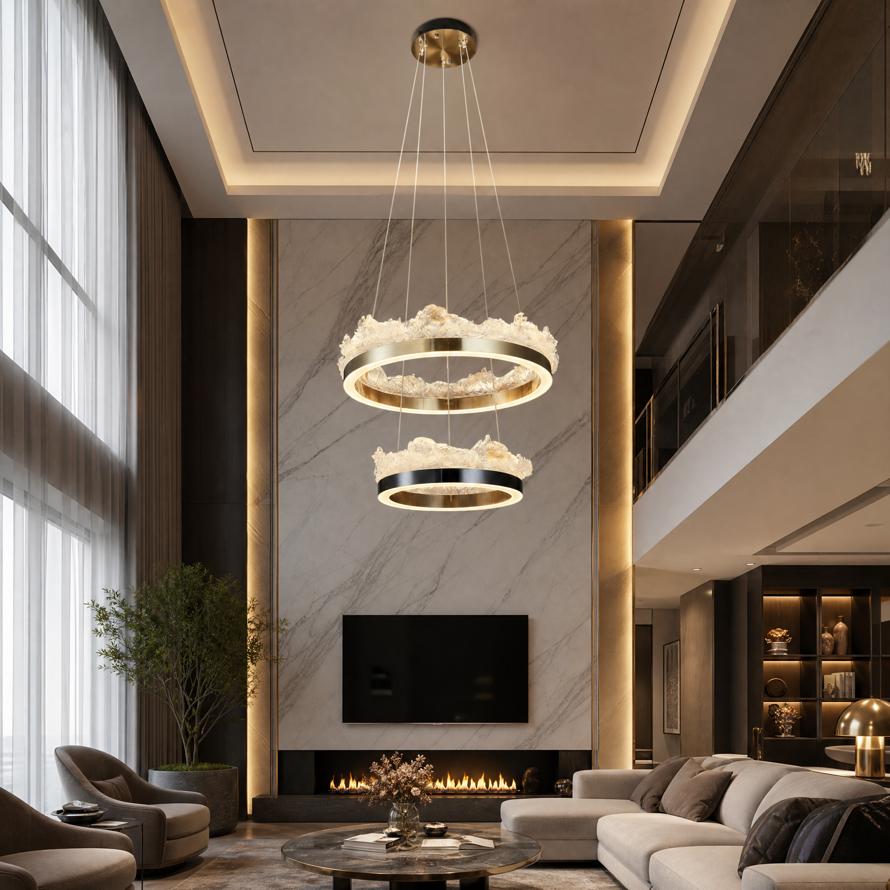 Wind & Wave Modern Sculptural Pendant Light - scene