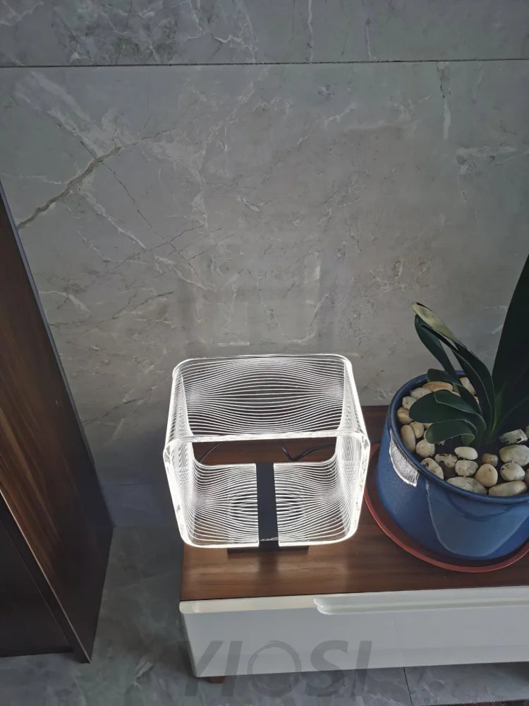 Wire Cube Table Lamp ∅ 9.4″ - Cube-1-Yiosilamp